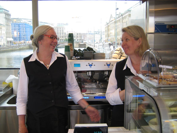 Berit and Ann-katrin are telling that the caf� opened 13th of june 2011 and that they are trying to develope the menu